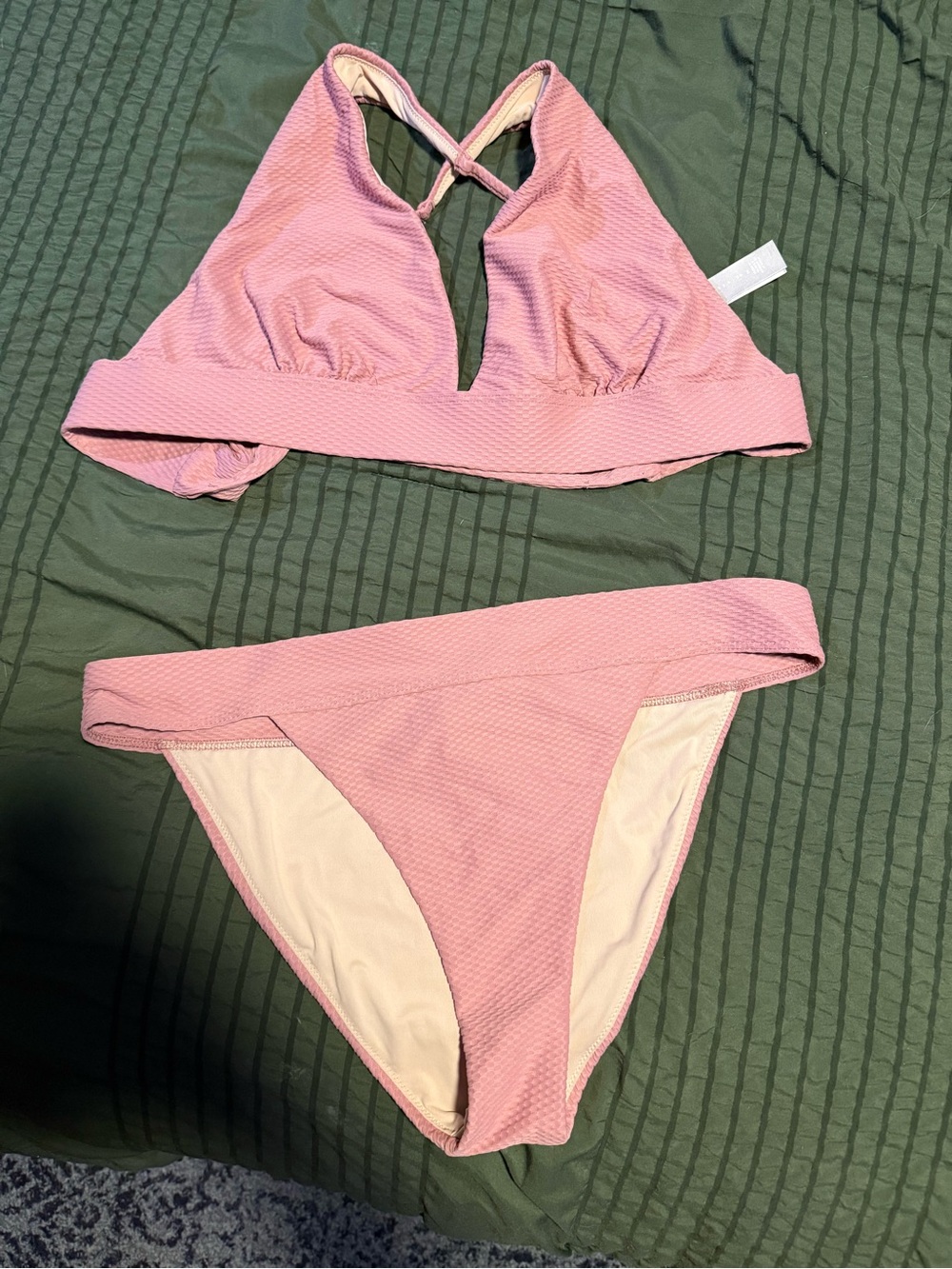 Chelsea28 Light Pink Textured Two-Piece Bikini Set